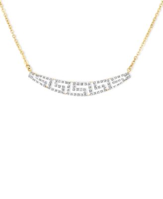 Macy's - 14k Gold Necklace, Diamond Accent Tapered Greek Key Necklace