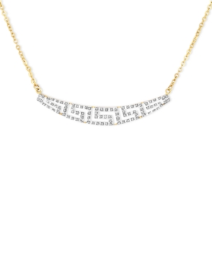 image of 14k Gold Necklace, Diamond Accent Tapered Greek Key Necklace