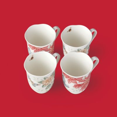 Butterfly Meadow Holiday Mugs, Set of 4