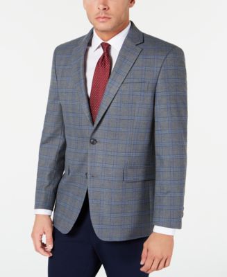 Tommy Hilfiger Men's Modern-fit Thflex Stretch Gray Blue Windowpane 