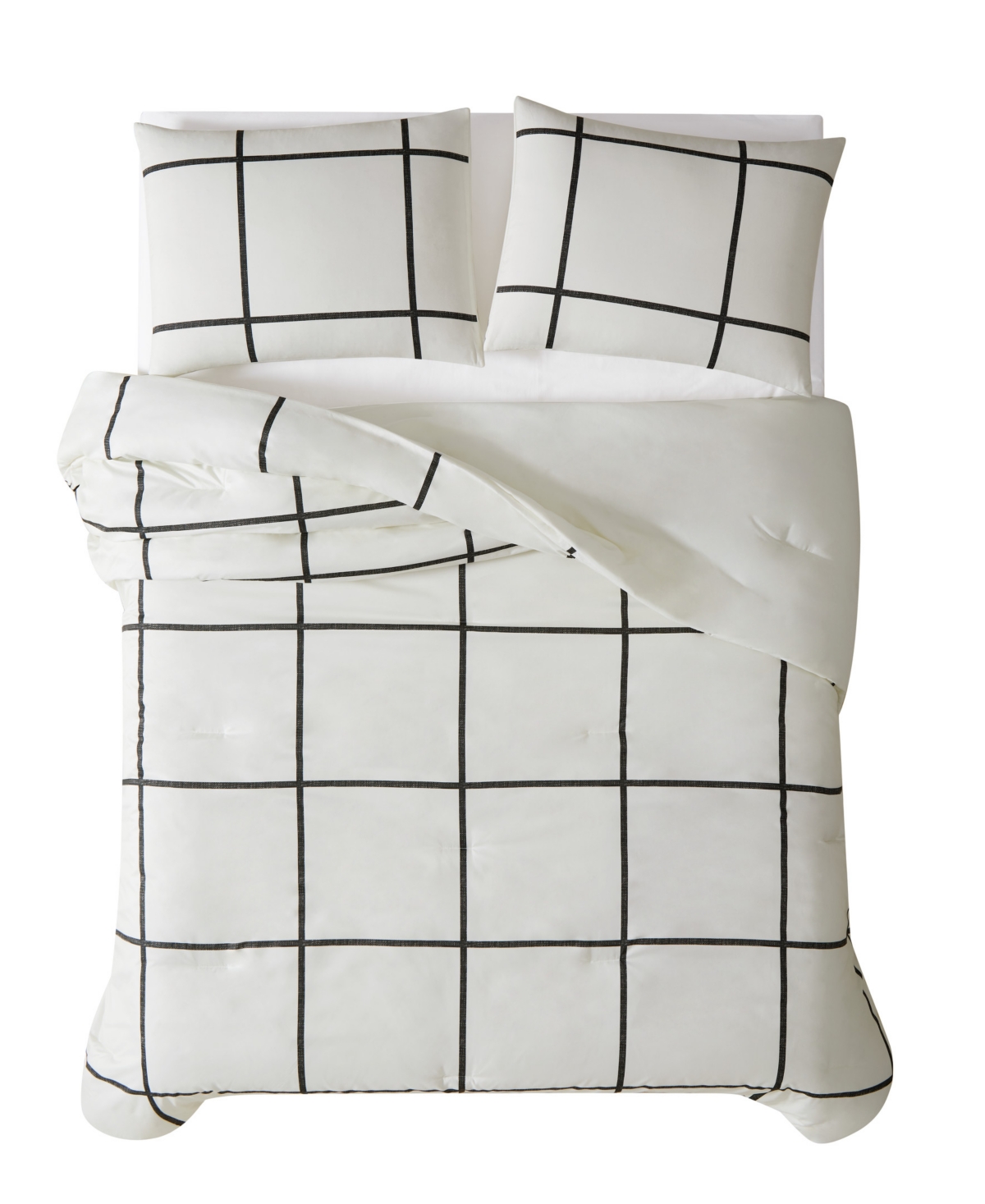 Shop Truly Soft Kurt Windowpane Twin Xl Comforter Set In Ivory,black