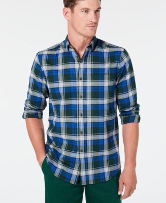 Club Room Men's Stretch Brushed Cotton Plaid Flannel Shirt, Created for ...