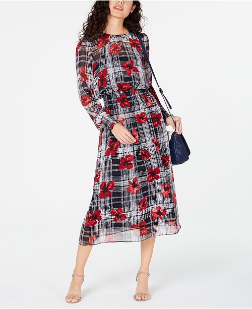 Tommy Hilfiger Printed Smocked Midi Dress Created For Macy S
