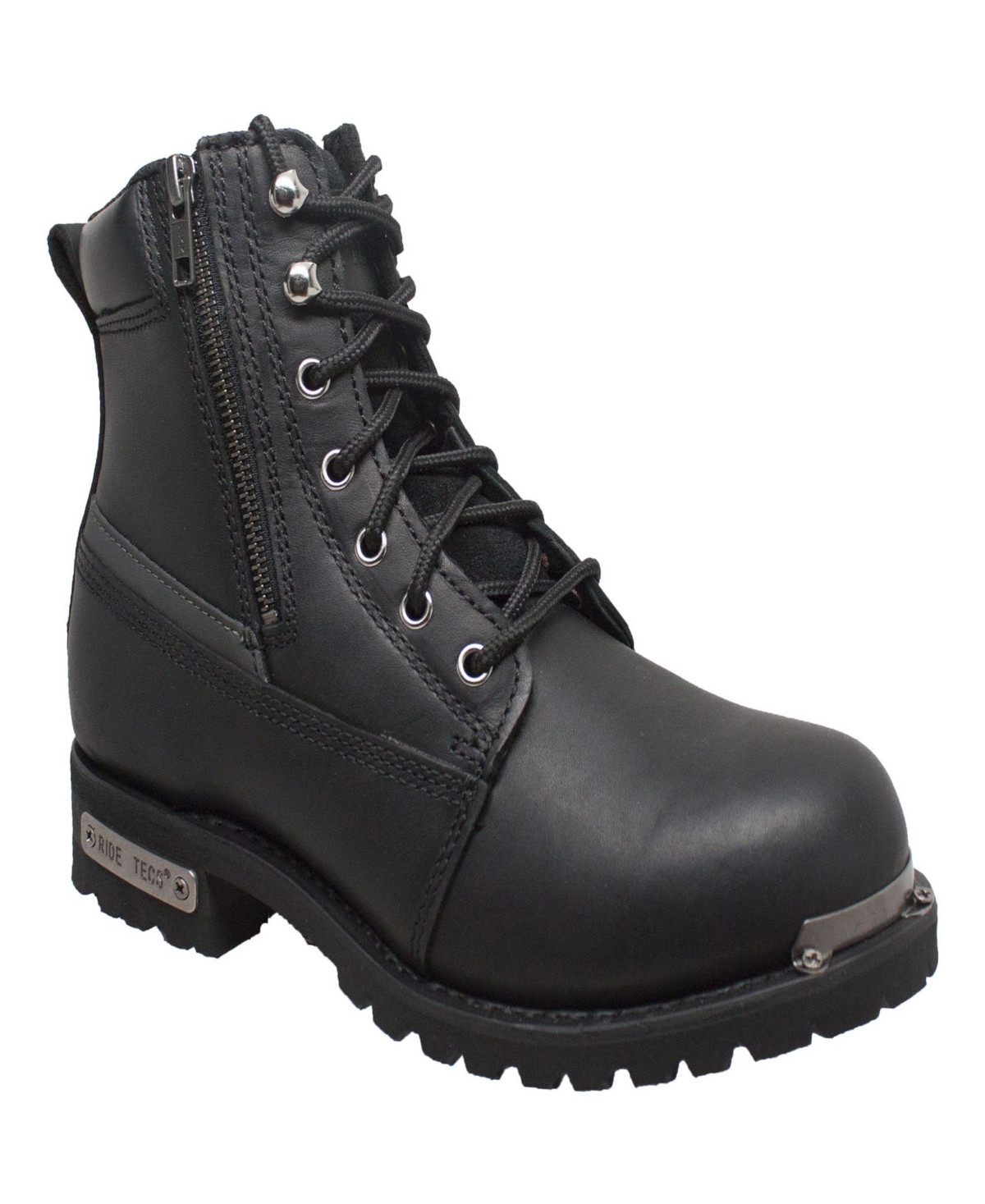 RideTecs Men's 6" Reflective Double Zipper Biker Black - Black