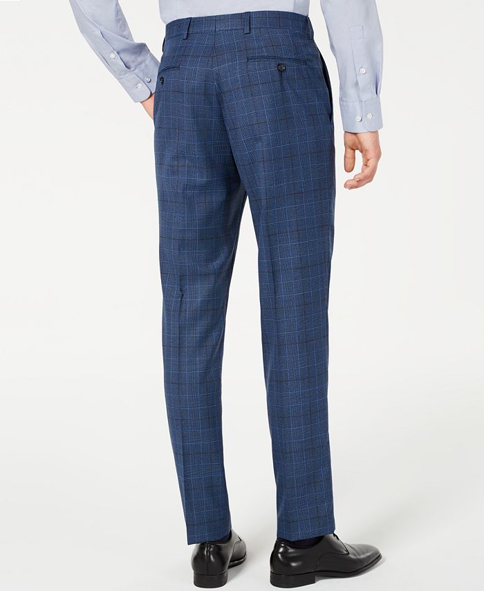 DKNY Men's Modern-Fit Stretch Blue Plaid Suit Pants - Macy's