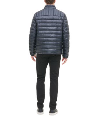 Quilted Faux Leather Puffer Jacket 