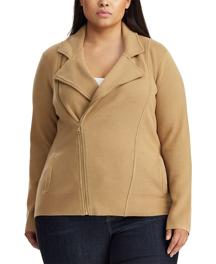 Lauren Ralph Lauren Plus Size Sweater-Knit Moto Jacket & Reviews - Jackets  & Blazers - Plus Sizes - Macy's