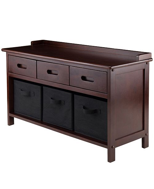 Winsome Adriana 4 Piece Storage Bench Set With 3 Foldable Baskets Reviews Furniture Macy S