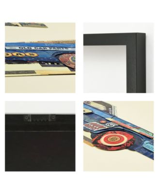 "Muscle Blue Car" Dimensional Collage Framed Graphic Art Under Glass Wall Art - 25'' x 48'' 