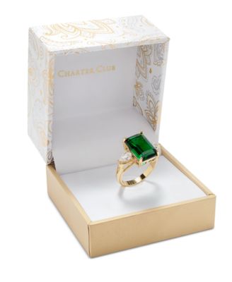 Emerald Cut Crystal Ring in Silver Plate, Gold or Rose Gold Plate, Created for Macy's