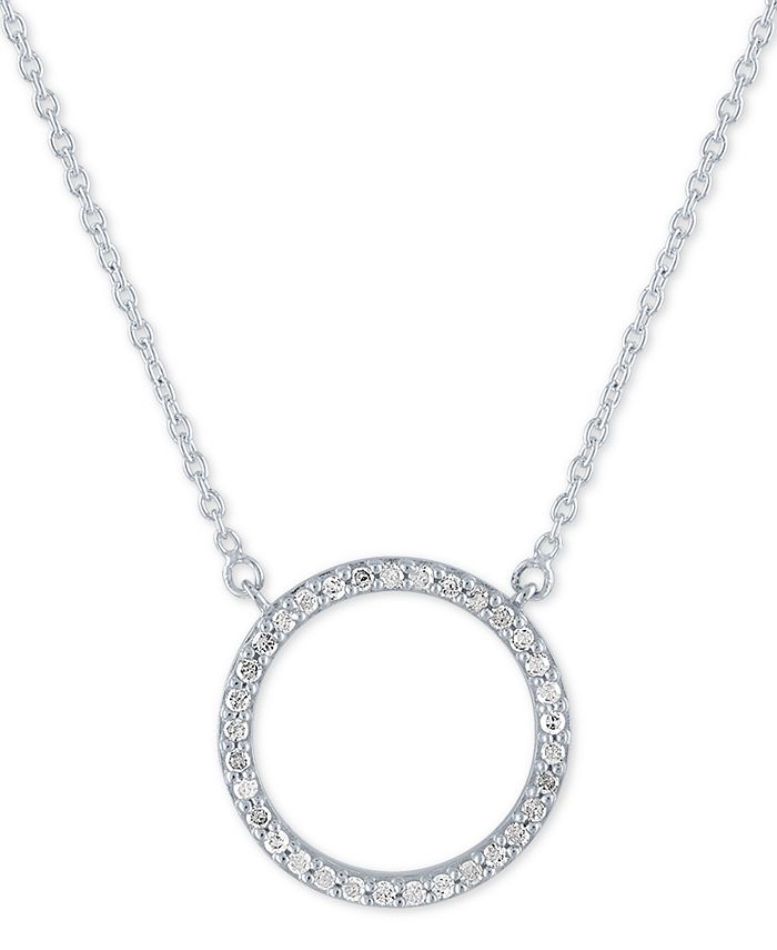 Macy's Diamond Circle Pendant Necklace (1/4 ct. t.w.) in Sterling Silver, 16" + 2" extender Macy's