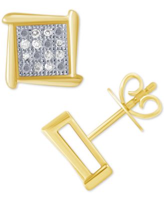 Diamond Accent Square Stud Earrings in 10k White, Yellow or Rose Gold