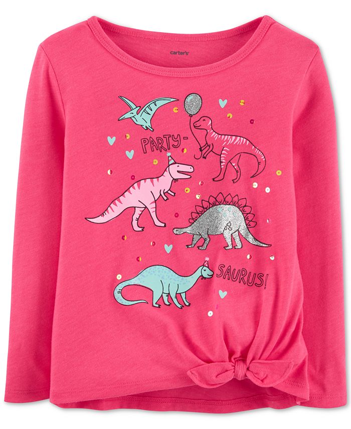 Carter's Toddler Girls Dinosaur-Print Tie-Front T-Shirt - Macy's