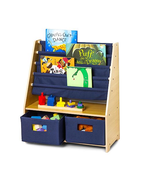 Wildkin Natural Sling Bookshelf With Blue Canvas Reviews Kids