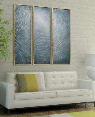 Concentric 3-Piece Textured Metallic Hand Painted Wall Art Set by Martin Edwards, 60" x 20" x 1.5"