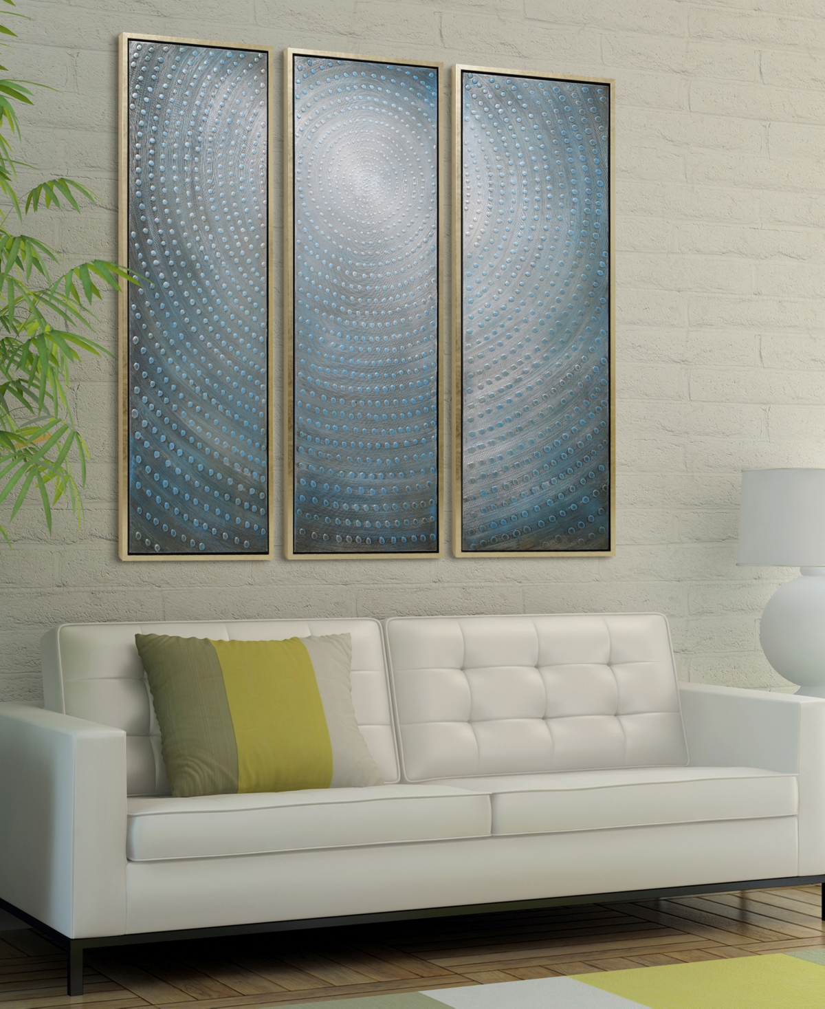Empire Art Direct Concentric 3-Piece Textured Metallic Hand Painted Wall Art Set by Martin Edwards, 60" x 20" x 1.5"
