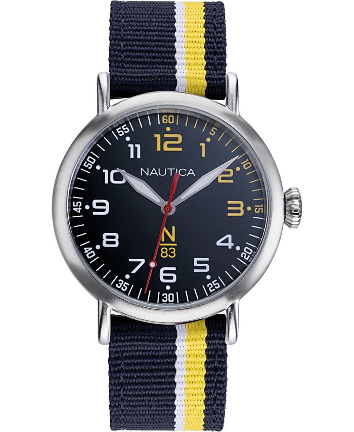 Nautica Wakeland N83 - Orologio Uomo Con Cinturino In Tessuto Blu, Quadrante Blu E Dettagli Arancioni