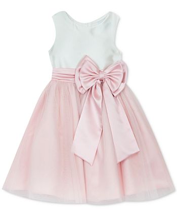 Rare Editions Little Girls Satin-Bow Fit & Flare Dress - Macy's