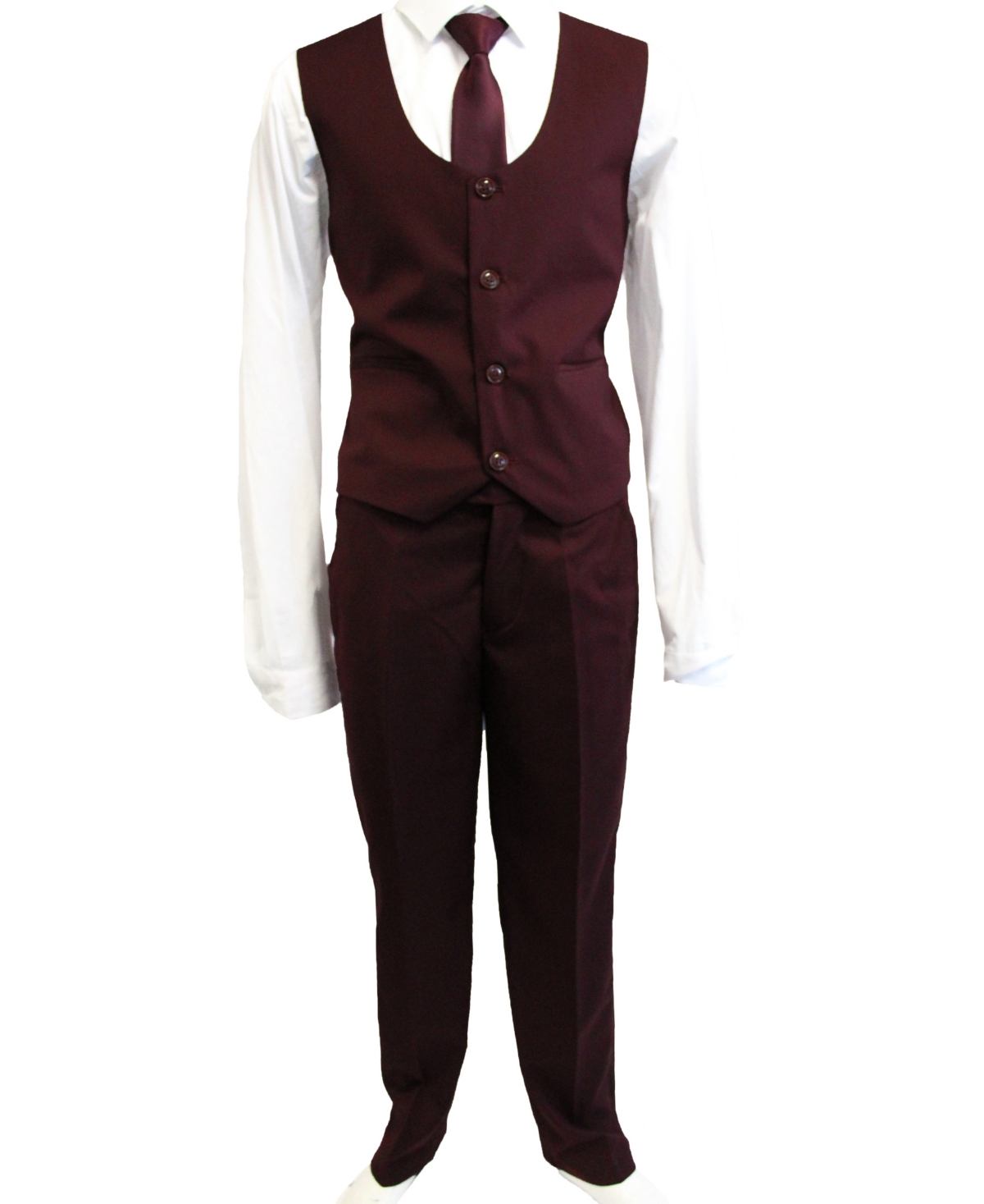 Perry Ellis Big Boy's 5-Piece Shirt, Tie, Jacket, Vest and Pants Solid Suit Set