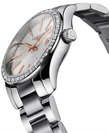 Longines - Women's Swiss Conquest Classic Diamond (5/8 ct. t.w.) Stainless Steel Bracelet Watch 29mm