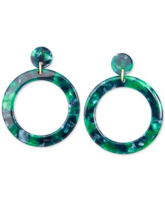 Zenzii - Gold-Tone Resin Tortoise Shell-Look Drop Hoop Earrings