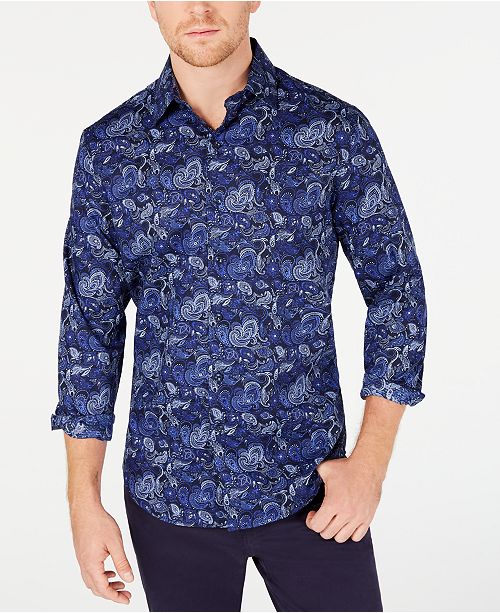Tasso Elba Men S Stretch Asiago Paisley Print Shirt Created For