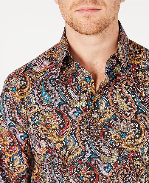 Tasso Elba Men's Stretch Cambridge Paisley Print Shirt, Created for