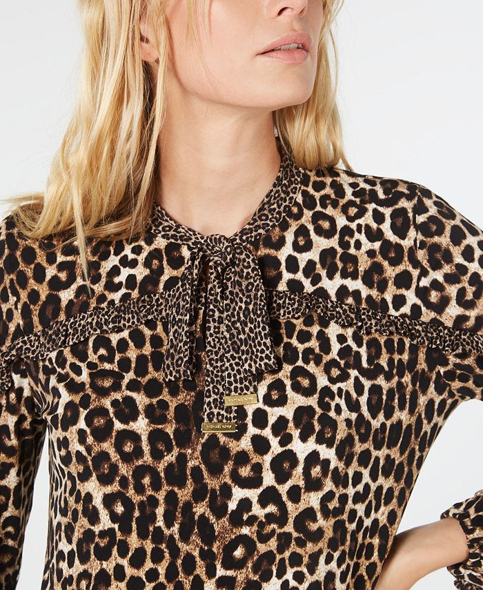 Michael Kors Ruffled Leopard Print Blouse & Reviews - Tops - Women - Macy's