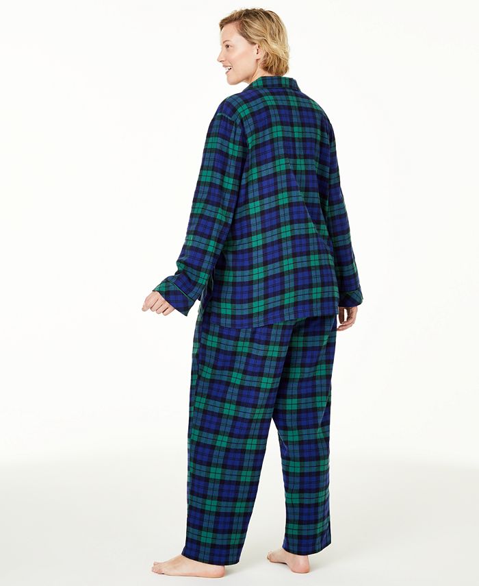 Family Pajamas Matching Plus Size Black Watch Plaid Family Pajama Set