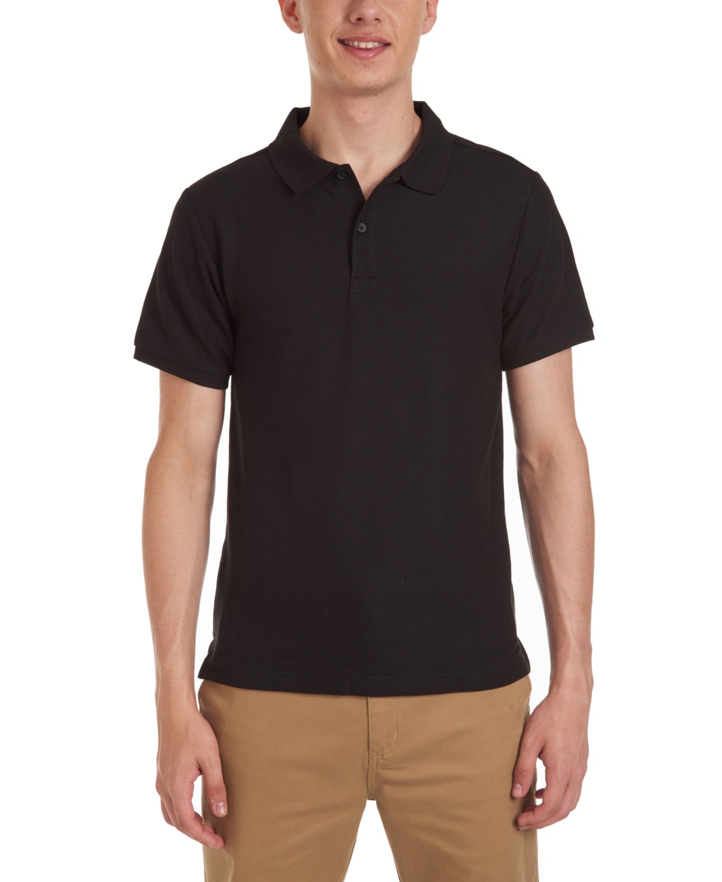 Мужская рубашка-поло Nautica Uniform из двойного пике с коротким рукавом, для подростков, цвет: Чёрный — фото 1
