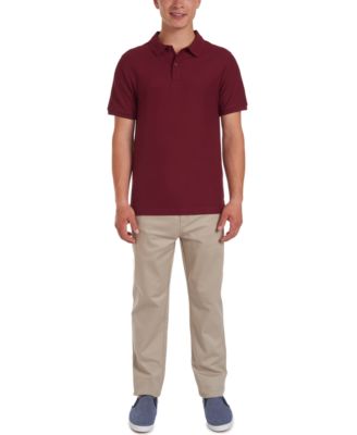 Young Men Uniform Short Sleeve Double Pique Polo