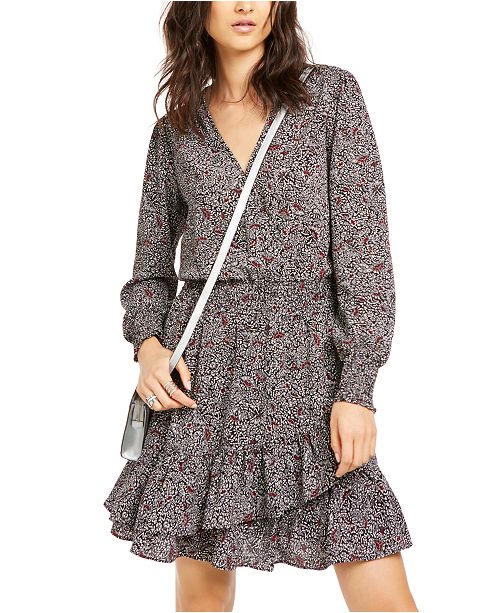 Michael Kors Ruffled V Neck Dress Reviews Women Macy S
