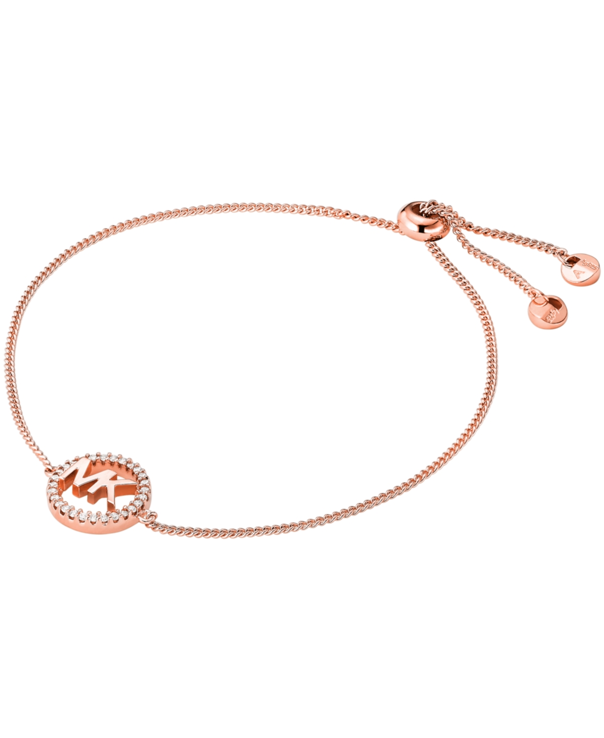 Michael Kors Sterling Silver Kors Love Logo Slider Bracelet In Rose Gold