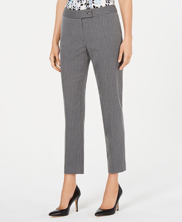 Calvin Klein Pinstripe Straight-Leg Pants - Macy's