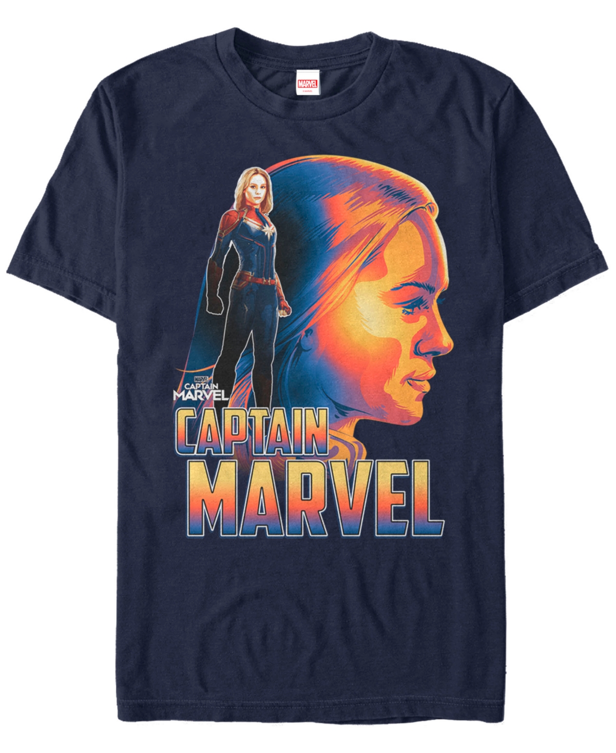Marvel Men's Captain Marvel Pop Art Captain Posed Profile Short Sleeve T-Shirt