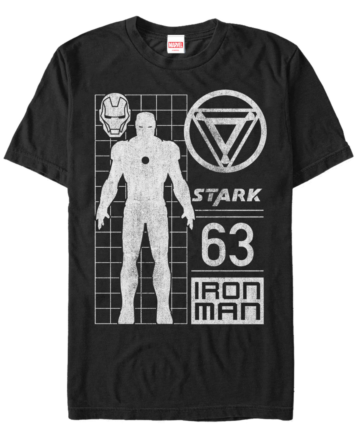 Мужская футболка Fifth Sun Marvel Comic Collection Classic Iron Man Schematic Short Sleeve, цвет: Чёрный — фото 2