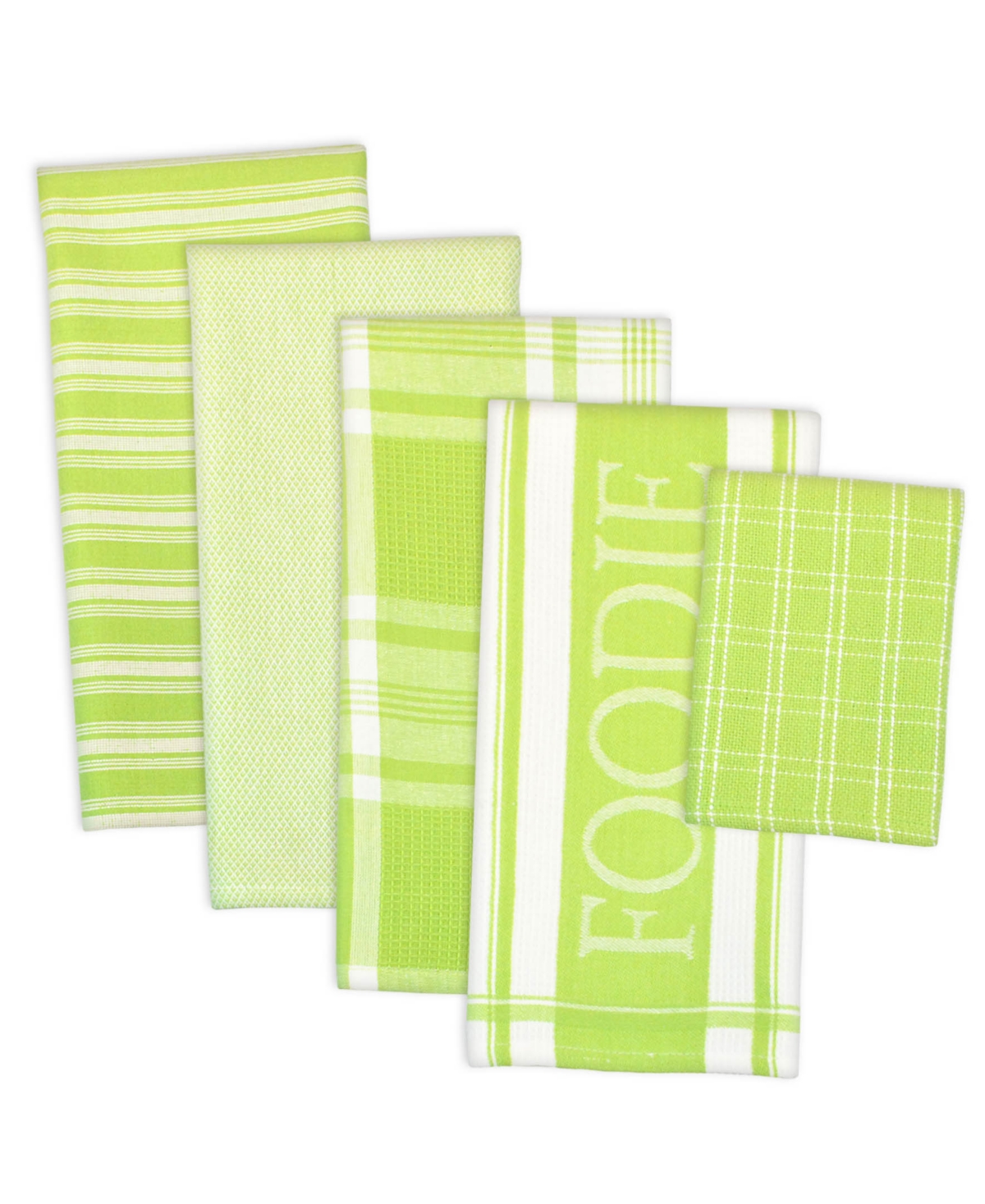 Assorted Foodie Dishtowel and Dishcloth, Set of 5 - Green1