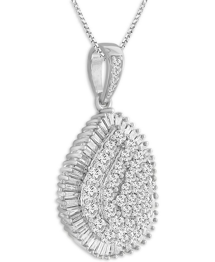 Macy's Diamond Cluster Teardrop Pendant Necklace (2 ct. t.w.) in 14k