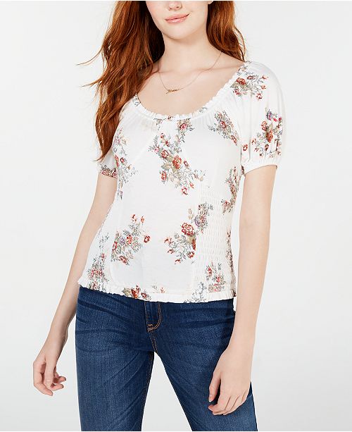 American Rag Juniors Printed Smocked Top Created For Macy S