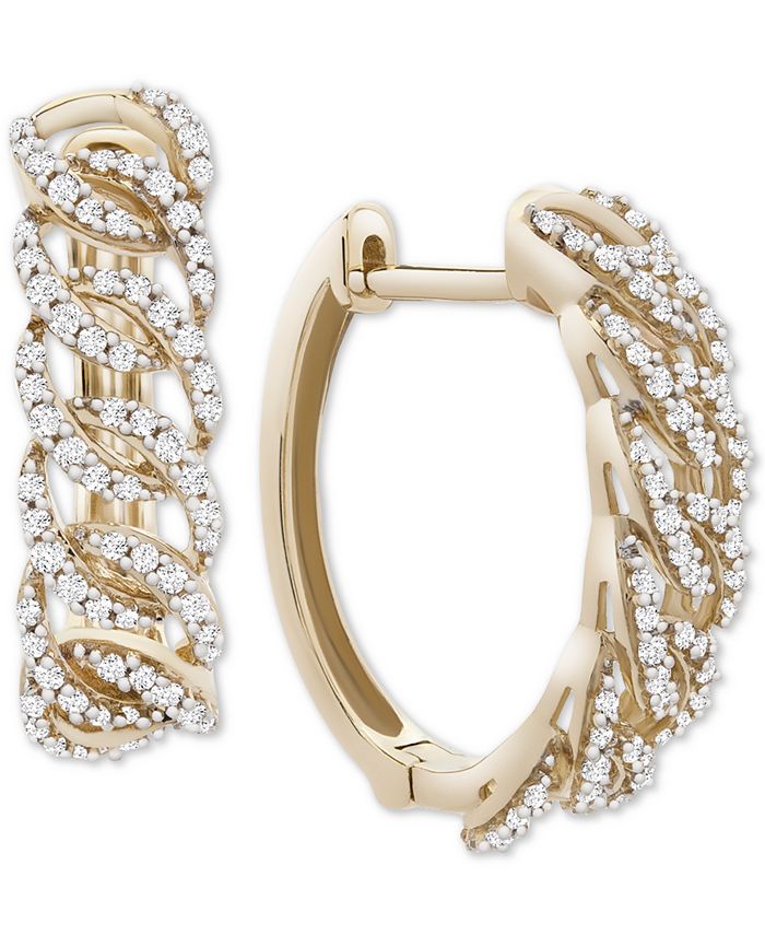 Wrapped in Love Diamond Oval-Link Hoop Earrings (1/2 ct. t.w.) in 14k ...