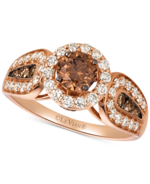 image of Le Vian Chocolate Diamonds (5/8 ct. t.w.) & Nude Diamonds (1/2 ct. t.w.) Statement Ring in 14k Rose Gold & 14k White Gold