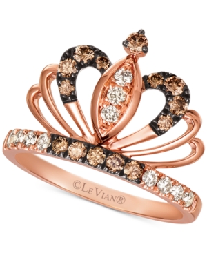 image of Le Vian Royalty Collection Chocolate Diamonds (1/3 ct. t.w.) & Nude Diamonds (1/5 ct. t.w.) Tiara Statement Ring in 14k Rose Gold