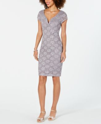 Connected Sequined Lace Sweetheart Sheath Dress - Macy's