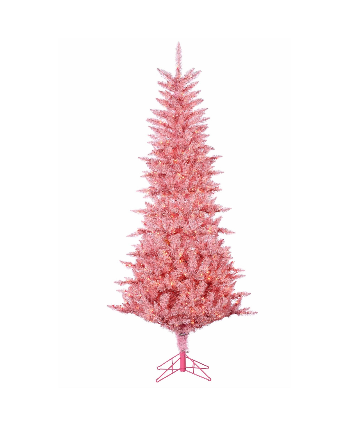 7.5Ft. Pink Tuscany Tinsel Tree with 450 Clear Lights - Pink