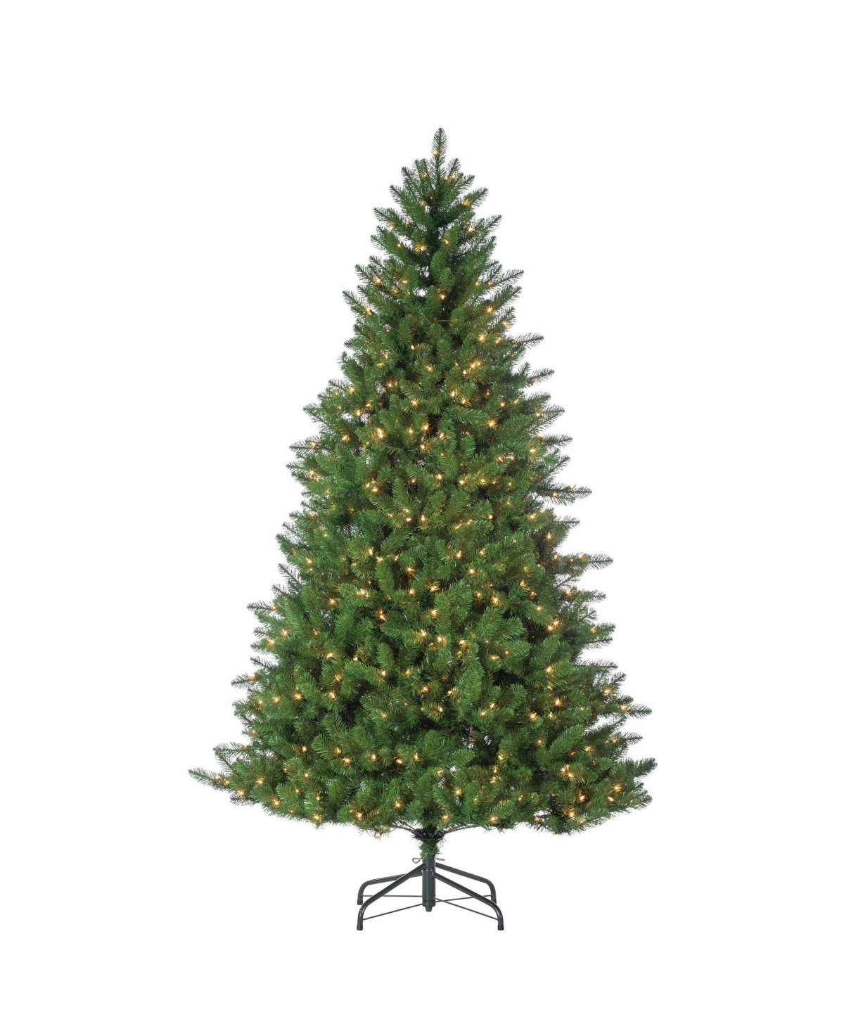 7.5-Foot High Stone Pine Pre-Lit Tree with Clear White Lights - Green