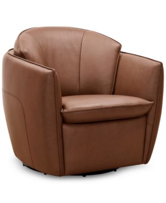 Chanute 32" Leather Accent Swivel Chair, Created for Macy's