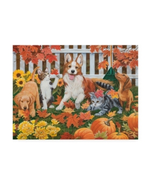 Trademark Global William Vanderdasson Puppies And Kittens Autumn Theme Canvas Art In Multi