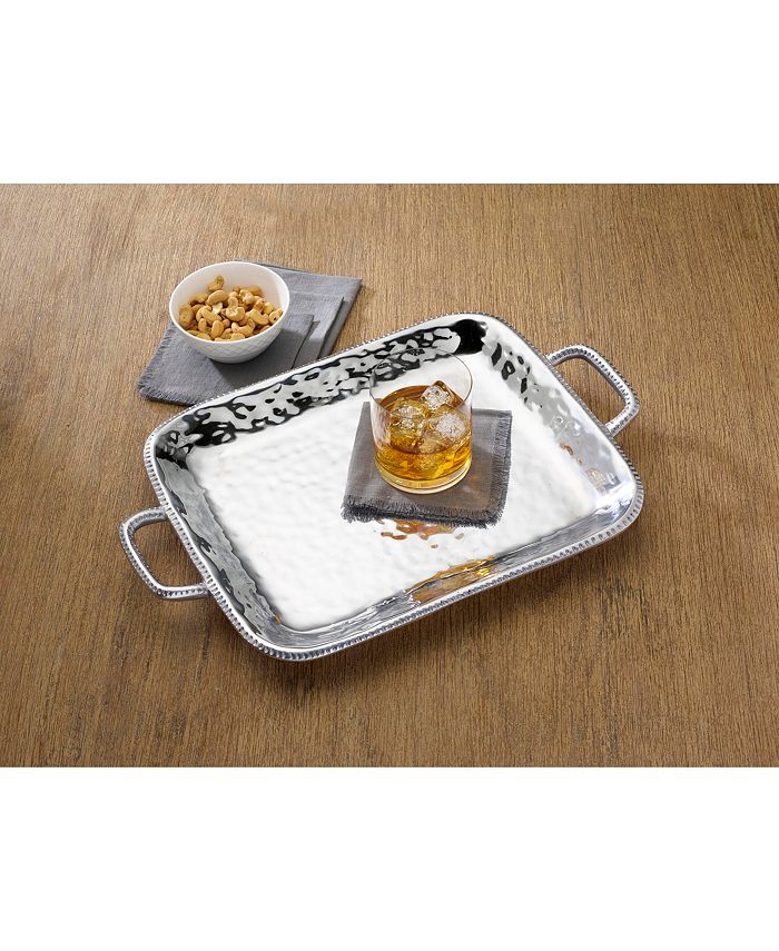 Wilton Armetale - River Rock Large Rectangle Tray with Handles