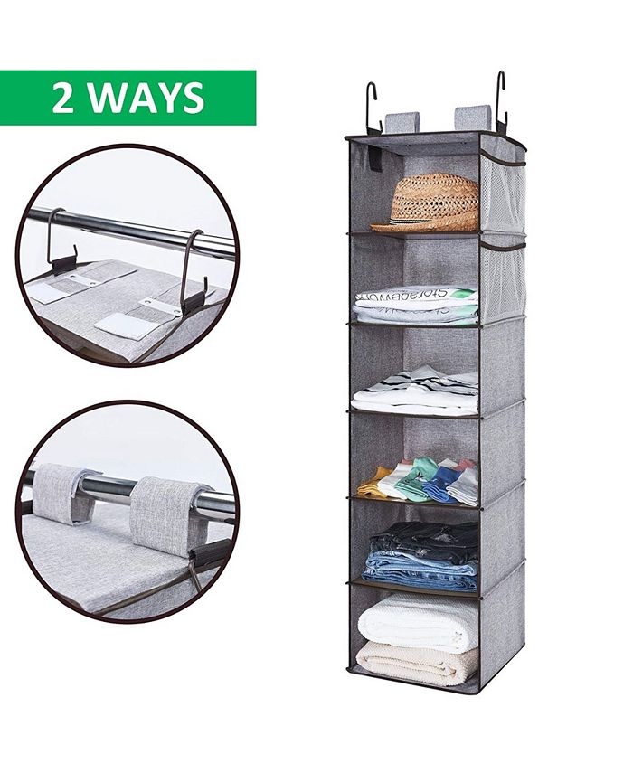 StorageWorks 6-Shelf Hanging Fabric Closet Organizer with Side Pockets ...