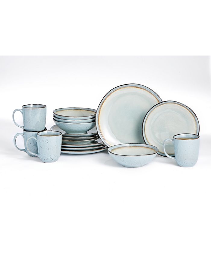 Laurie Gates Miranda Reactive Glaze 16Piece Dinnerware Set, Service